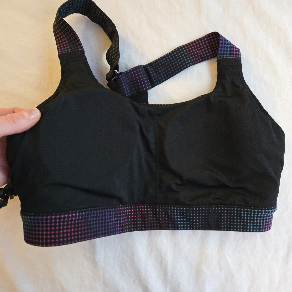 Sweaty Betty Power Medium Impact Black Gradient Neon Dot Sports Bra NAT1 - Picture 8 of 10